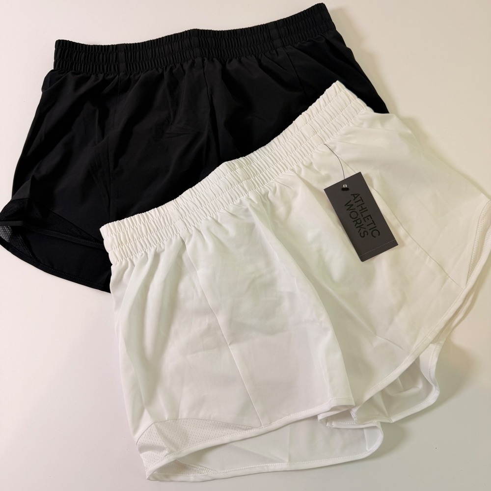 Athletic Works Kids Girls Running Shorts 2 Pack White Black XXL 18 New